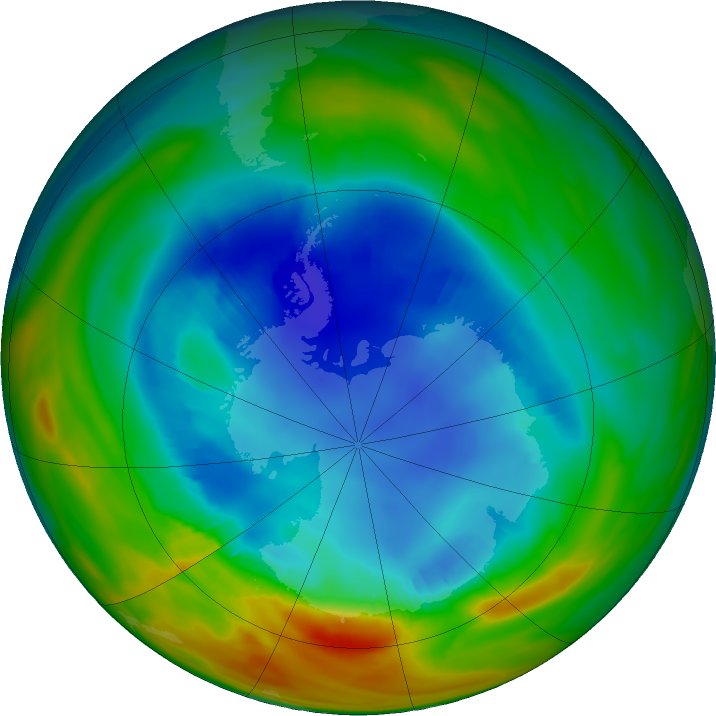 Antarctic ozone map for 17 August 2017